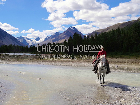 Crossing Big Creek on horseback 